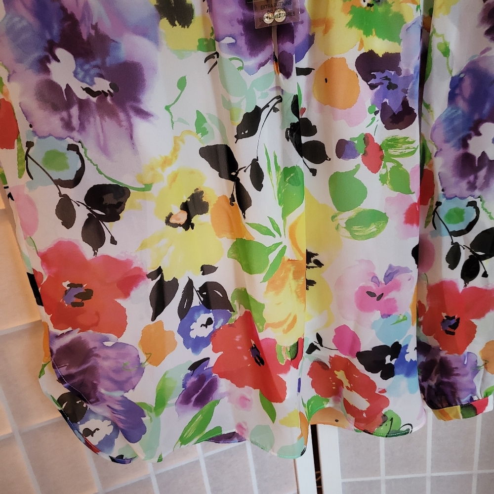 Lauren Ralph Lauren Colorful Floral Blouse NWT Sz S - Picture 4 of 9